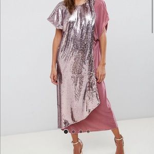 NEW ASOS velvet & sequin asymmetric midi dress. 12